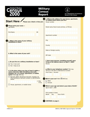 US Census Form D-21