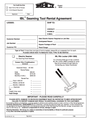 Hand Tool Rental Agreement