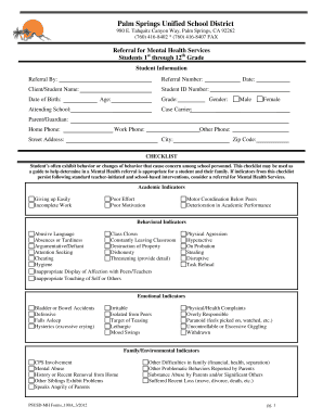 Referral for Mental Health Services
