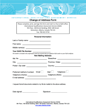 Change of Address Form