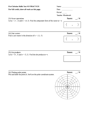 Pre-Calculus Skills Test #15 Practice