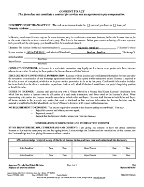 Nevada Real Estate Dual Agency Consent Form