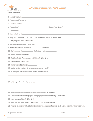 Construction Supplemental Questionnaire