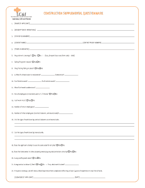 Construction Supplemental Questionnaire