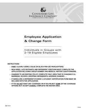 Employee Application and Change Form