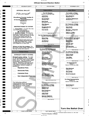 Iowa General Election Ballot