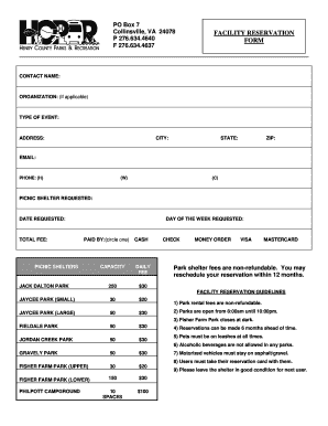 Virginia Facility Reservation Form