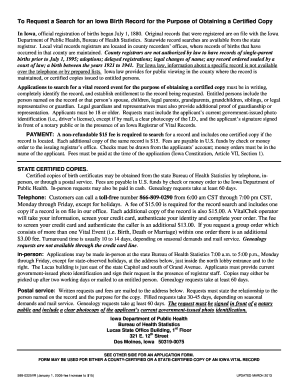Iowa Birth Record Request Form