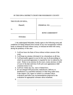 Iowa Criminal Bond Agreement