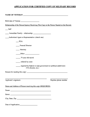 Application for Certified Copy of Military Record