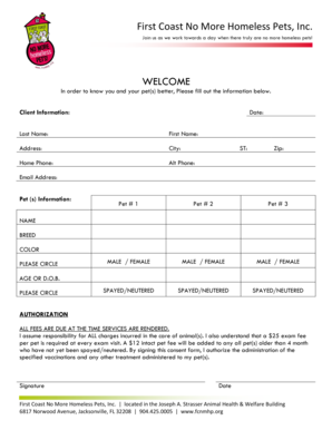 Pet Information and Authorization Form