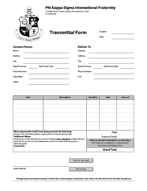 Phi Kappa Sigma Transmittal Form