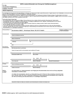 SEPA-Lastschriftmandat zum Einzug der Kraftfahrzeugsteuer