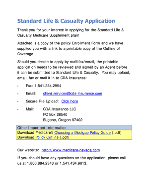 Standard Life & Casualty Medicare Supplement Application