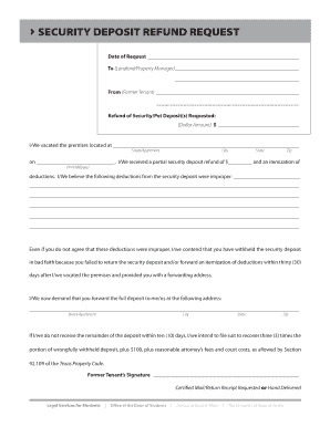 Security Deposit Refund Request
