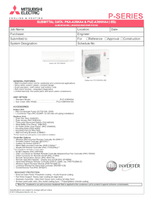 Mitsubishi Heat Pump System Submittal Form