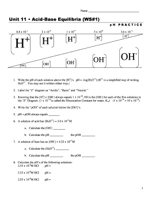 Acid-Base Equilibria Worksheet