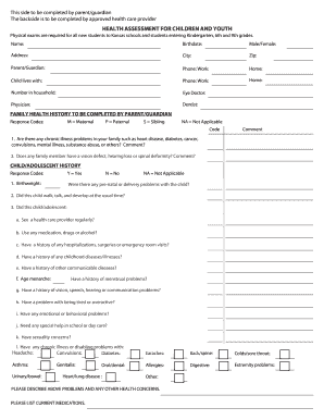 Kansas Health Assessment for Children and Youth