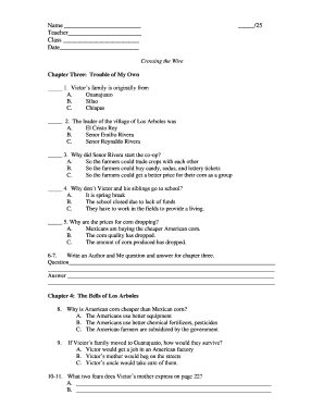Crossing the Wire Reading Comprehension Worksheet