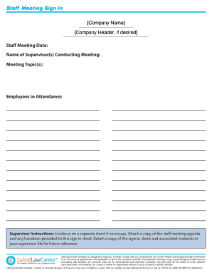 Sign in sheet template - Staff Meeting Date Name of Supervisors Conducting