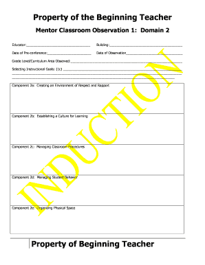 Mentor Classroom Observation Form