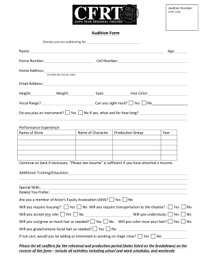 Audition Form