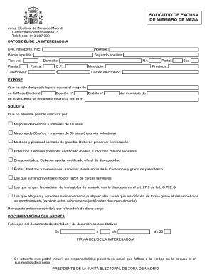 Solicitud de Excusa de Miembro de Mesa