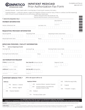 Medicaid Inpatient Prior Authorization Form