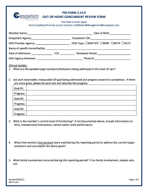Out-of-Home Concurrent Review Form
