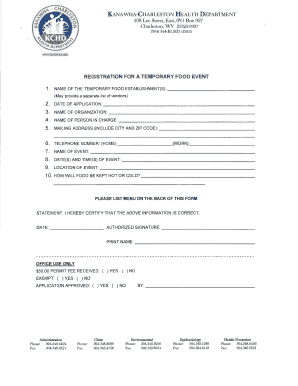 Temporary Food Vendor Application
