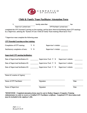 Editable Child Care Observation Form Forms And Doent Templates Child Amp Family Team Facilitator Attestation Form Ihereby Attest That Supervisor S Printed Name Has Cft Completed The