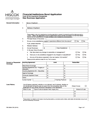 Financial Institutions Bond Application Form 25