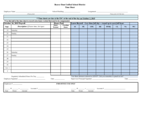 Beaver Dam Unified School District Time Sheet