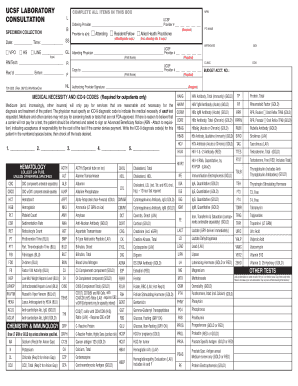 UCSF Laboratory Test Requisition Form