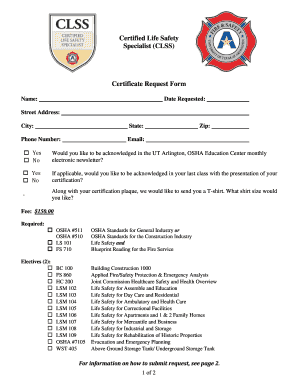 Fillable Online CLSS Life Safety Certification Request Form 1 2015docx Fillable Online CLSS Life Safety Certification Request Form 1 2015docx