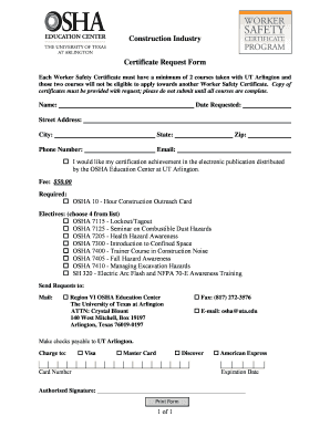 Construction Worker Safety Certificate Request Form