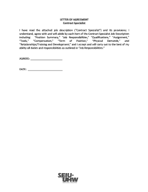 Letter of Agreement for Contract Specialist