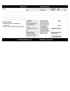 Marquette Books Order Form