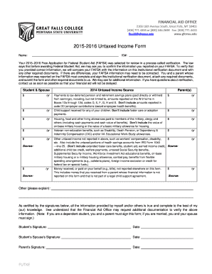 2015-2016 Untaxed Income Form