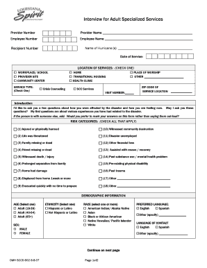Interview for Adult Specialized Services