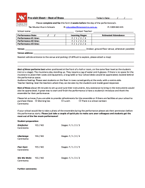 Best of Brass Pre-Visit Sheet