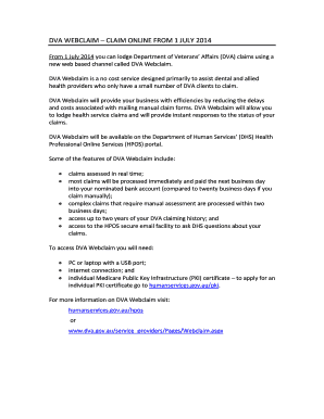 Fillable Online DVA WEBCLAIM CLAIM ONLINE FROM 1 JULY 2014 Fax Email ...