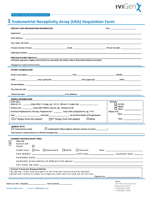 Endometrial Receptivity Array Requisition Form