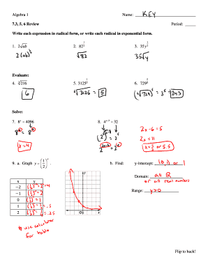 Algebra 1 Review Worksheet
