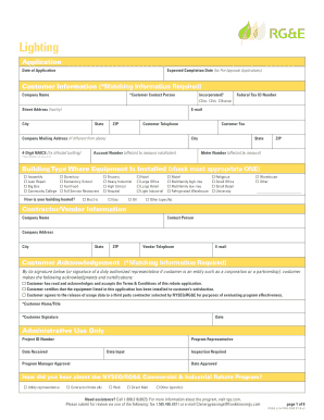 RG&E Lighting Rebate Application