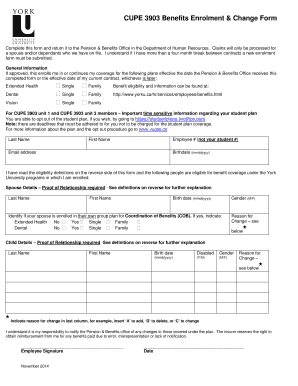 CUPE 3903 Benefits Enrolment Form