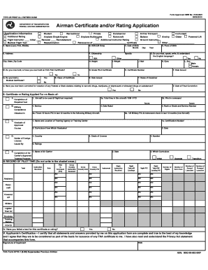 FAA Form 8710-1 Airman Certificate Application