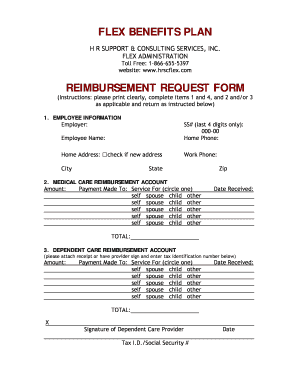 Flex Benefits Plan Reimbursement Request Form