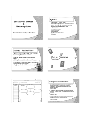 Executive Function Class Activity Worksheet