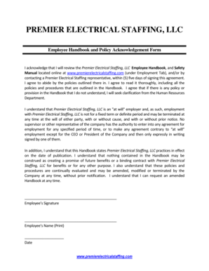 Employee Handbook and Policy Acknowledgement Form